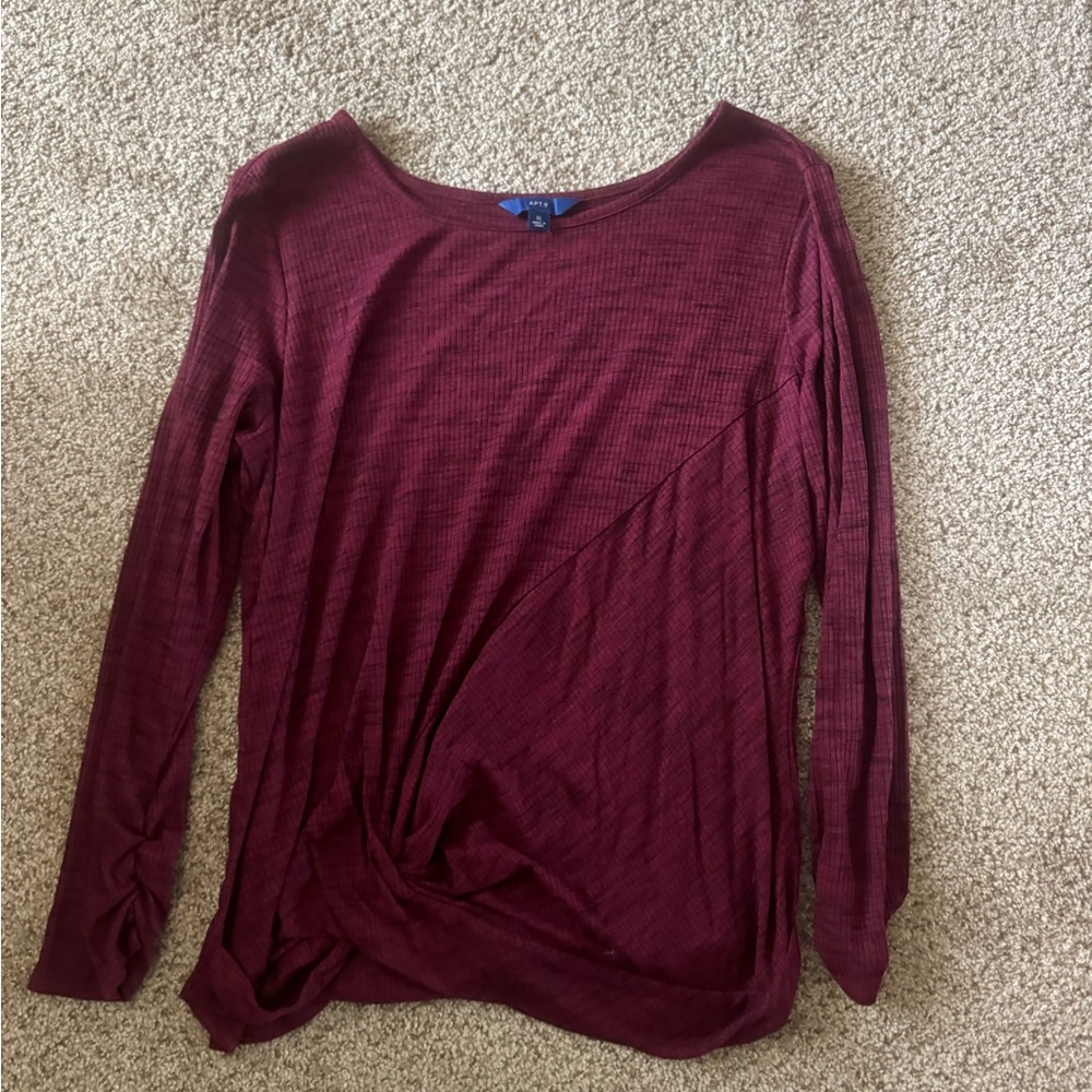 Women's Burgundy Long Sleeve Top